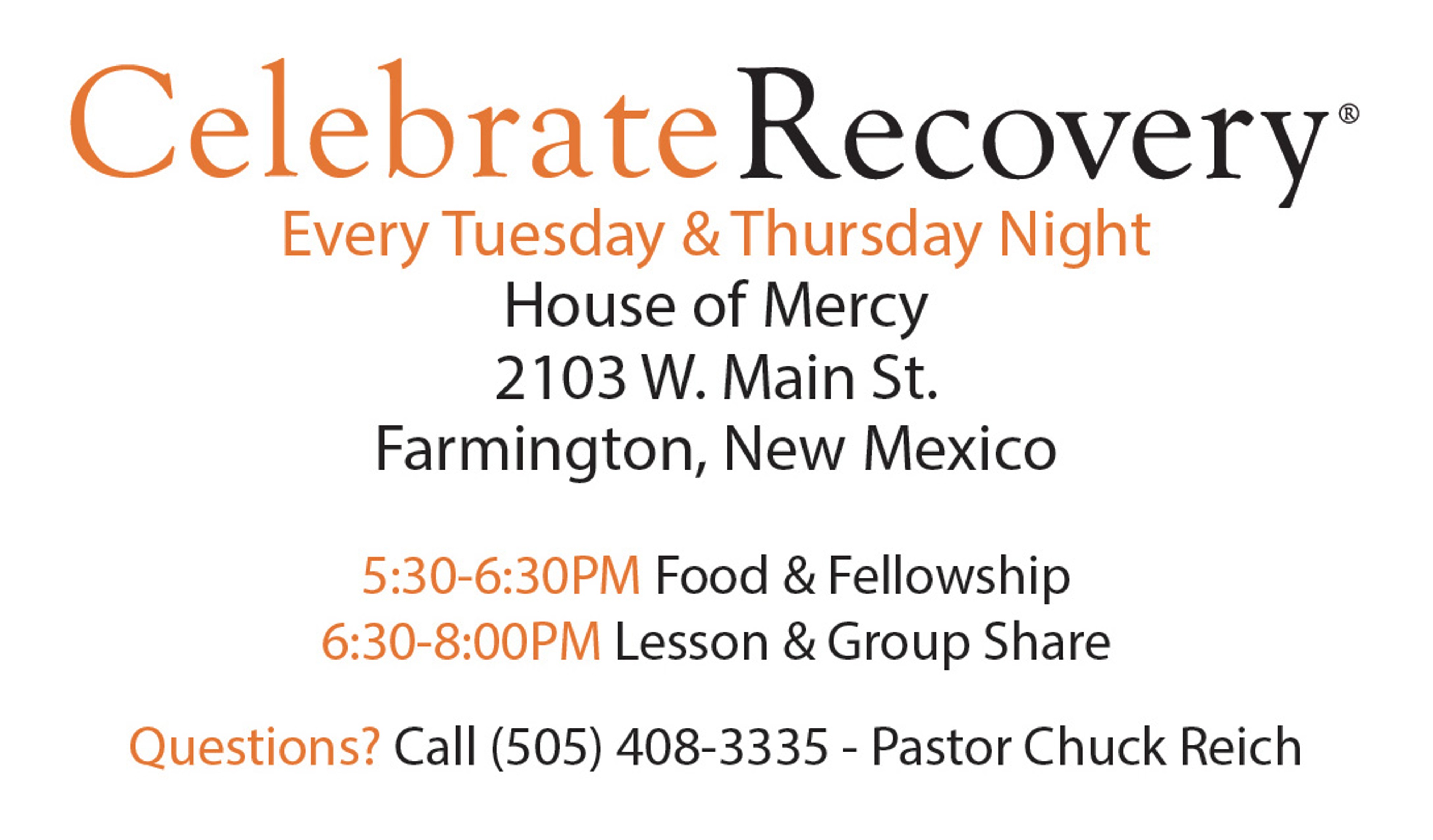 Celebrate Recovery second location flyer